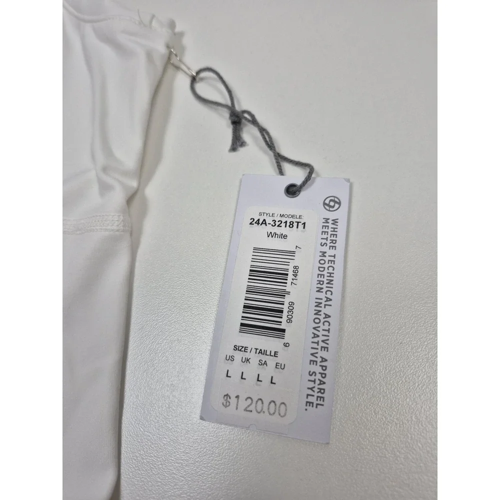 Lija Tank Dress Womens Large White Short Golf Mock Neck Zip A-Line NWT FLAW